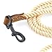 Mile High Life Dog Leash | Braided Cotton Rope Dog Leashes with Leather Tailor Tip | 4 Feet Dog Leash w Heavy Duty Metal Clasp | Wedding Dog Leash (Light Brown, 48 Inches)