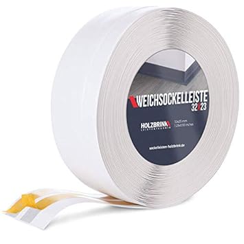 HOLZBRINK Weichsockelleiste selbstklebend WEISS Knickleiste, 32x23mm, 10 Meter