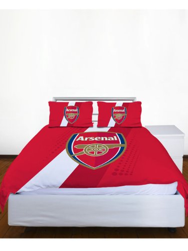 Arsenal Fc Stripe Crest Double Duvet Cover Pillowcase Set Buy