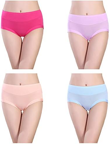 ARONAS Women's Bamboo Fiber Underwear Panties 4 Pack Stretchy Breathable Plus Size Soft Hipsters Briefs for Adult Teens