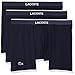 Lacoste Men's Cotton Stretch Trunk, Navy/White - 3 Pack, Medium