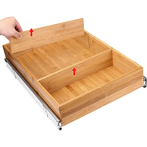 Pull Out Drawer Organizer, Sliding Bamboo Wood Storage Rack