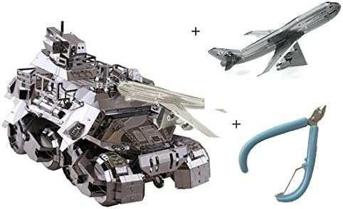 MU 3D Puzzle Metal Iron Pioneer Armored Vehicle Model Hand DIY Kits with a gift of Boeing 747 Airplane Model Laser Cut Jigsaw Toys for adult Brainstorming