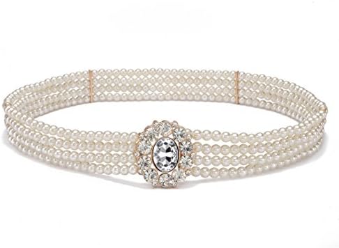 Lady Pearl belt/Elastic belt/Joker elastic stretch belt-B One Size
