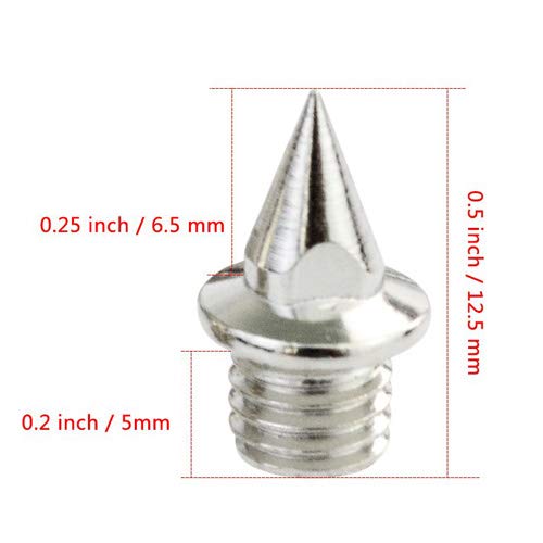 FLYEEGO Track Spikes 1/4 inch Stainless Replacement Spikes, Track and Cross Country Shoe Spikes for Running High Jump Long Jump (100pcs + Wrench) - Thumbnail 2