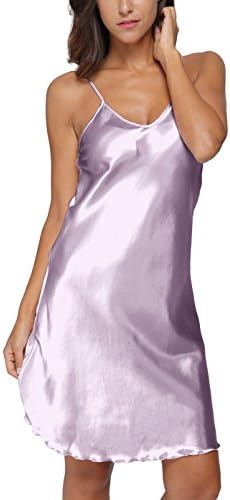 Original KimonoWomen's Satin Nightgown Sexy V Neck Spaghetti Strap Nightdress Chemise Babydoll Lingerie Full Slips Sleepwear
