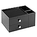 iDesign Office Supplies Desk Organizer, for Staplers, Scissors, Pens, Markers, Highlighters, Notepads - 2 Drawers, Black