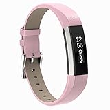 For Fitbit Alta HR Bands Leather, Henoda for Fitbit Alta Strap Style Women Small Pink
