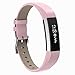 Henoda Replacemnt Leather Bands Compatible with Fitbit Alta/Fitbit Alta HR, Pink Classic Genuine Leather Wristband, Small Large, No Tracker