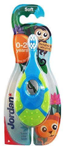 Jordan Baby Teether Training Toothbrush Toddler Infant Massager Step 1 Baby Toothbrush, 0-2 Years, Soft Bristles, BPA Free, 1 count By FBA (blue)