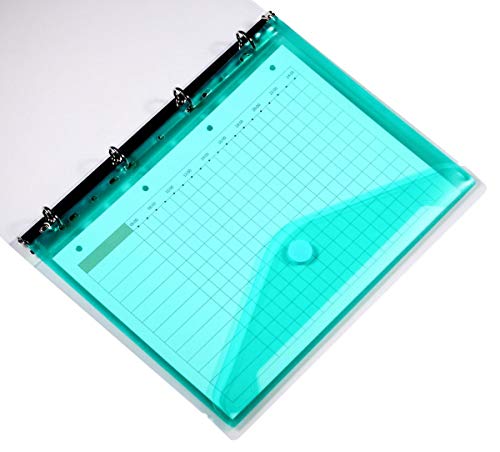LaOficina 11 Holes Semi Poly Envelope Pocket Insert Pages for Binders, with Hook and Loop Closure Assorted Colors, Letter Size 5 Packs - Thumbnail 7