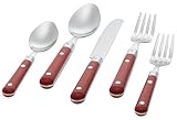 Ginkgo International Le Prix 5-Piece Stainless Steel Flatware Place Setting, Milano Red, Service for 1