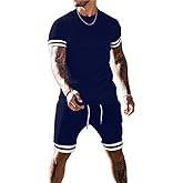 congluoki Mens Short Sets 2 Piece Outfits Fashion Short Sleeve Summer Tracksuits Casual Set with Pockets