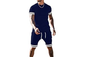 congluoki Mens Short Sets 2 Piece Outfits Fashion Short Sleeve Summer Tracksuits Casual Set with Pockets