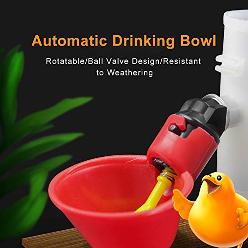 5 Stücke Automatische Huhn Trinkbrunnen Geflügel Bewässerung Tassen Schalen Dispenser Rot Kunststoff Hinterhöfe Huhn Flock Ente Vogel Wasser Feeder für Tauben Wachtel Henne Truthähne Gänse (25 mm) – Bild 5