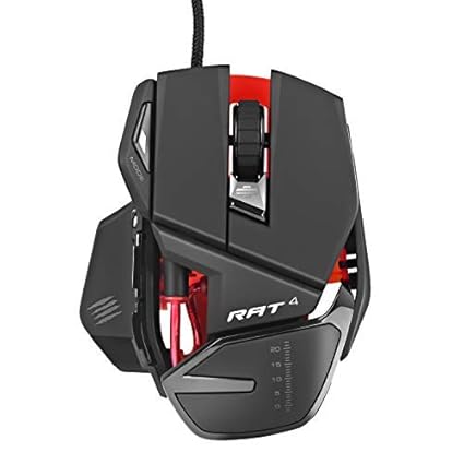 Mad Catz RAT 4 Gaming Maus für PC verdrahtete optische USB-LED-RGB-Aktualisierung 9 programmierbare Tasten, 4 einstellbare DP