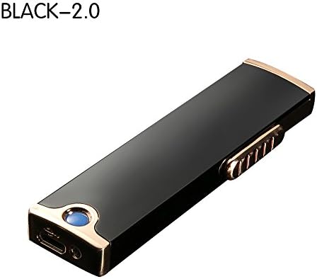 Boonfire MINI USB Rechargeable Double-sides Windproof Coil long battery life Slim Electronic Lighter Set with USB Charging Cable Gift box and No Gas Flameless Cigarette Lighter 2.0(gold)