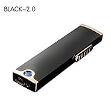 Boonfire MINI USB Rechargeable Double-sides Windproof Coil long battery life Slim Electronic Lighter Set with USB Charging Cable Gift box and No Gas Flameless Cigarette Lighter 2.0(black)