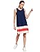 ROMWE Women's Casual T-Shirt Sleeveless Swing Dress Tunic Tank Top Dresses Navy L