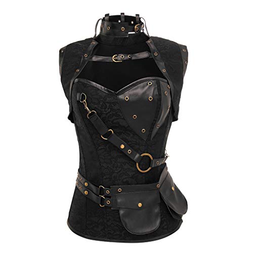 Shapewear for Women,Milimieyik Women Fashion Sexy Lingerie Ladies Temptation Retro Leather Waist Trainer Corsets Body Shaper Black - Thumbnail 7