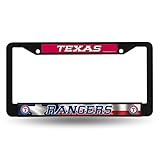 Texas Rangers Official MLB 12 inch x 6 inch Black License Plate Frame by Rico Industries