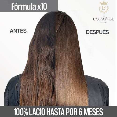 El Español con Stylo – Kit Alaciado Permanente Extra Fuerte + Shampoo Carbón Activado – Alisa Cabello Grueso, Rizado o Esponjado – Acabado Lacio Duradero y Brillo Intenso – Ideal para zonas con Humedad y Calor – 1 Litro