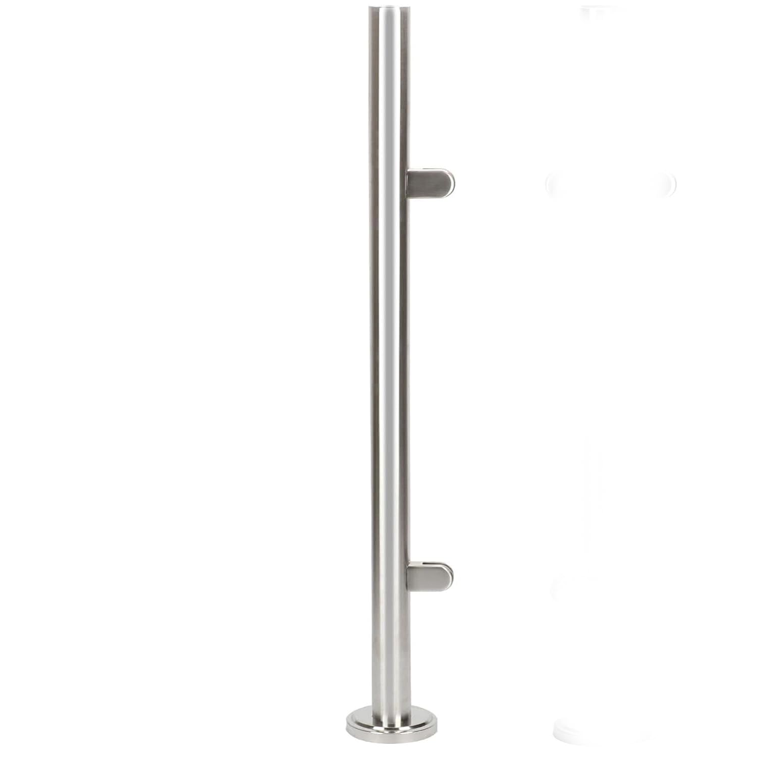 aleawol 110cm 304 Stainless Steel Balustrade End Posts with Glass Clamps and Rubbers, for 8-12mm Glass, Railing Column for Outdoor Indoor Staircase Landing (End Post)