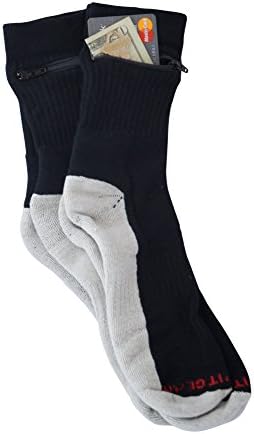 Pocket Socks by Zip It Gear - Crew Sock - Black - With Energizing Holofiber - Women's (One Size Fits All) 2 pair