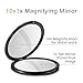 HAMSWAN Compact Makeup Mirror, 10X Magnifying Mirror, Small Round Mirror, Portable Pocket Mirror with 1X 10X Magnifying, Hand Held Cosmetic Mirror (Black)