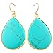 SUNYIK Women's Green Howlite Turquoise Teardrop Hook Dangle Earrings
