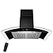 AKDY 30 in. Convertible Wall Mount Range Hood in Black Painted Stainless Steel with Tempered Glass and Remote Control