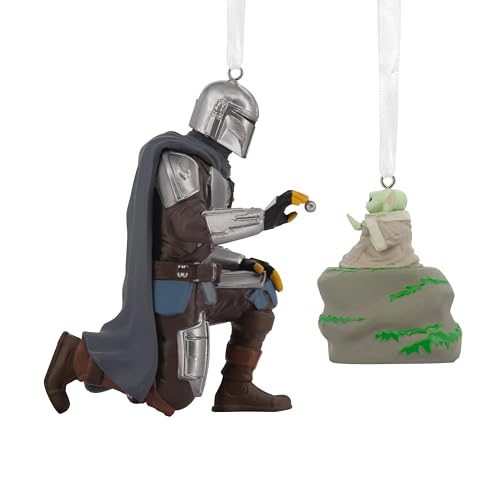 Hallmark Storied Moments, The Mandalorian & Grogu Ornament, Star Wars Tree Decoration, Resin Hanging Ornament, Christmas Hanging Ornament, Gifts for Christmas, Pack of 2