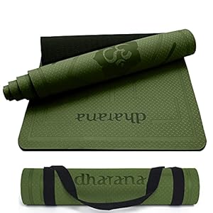 Dharana Yoga Mat Non Slip Pro Eco Vriendelijk TPE Dik 6mm Met Draagband – Mat met Uitlijning Voor Sport – Workout Mat…