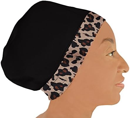 DIVA PLUS: MY SWIM CAP: Fits Braids, Locs, Twists, Dreadlocks, Extensions (BLACK W. LEOPARD PRINT)