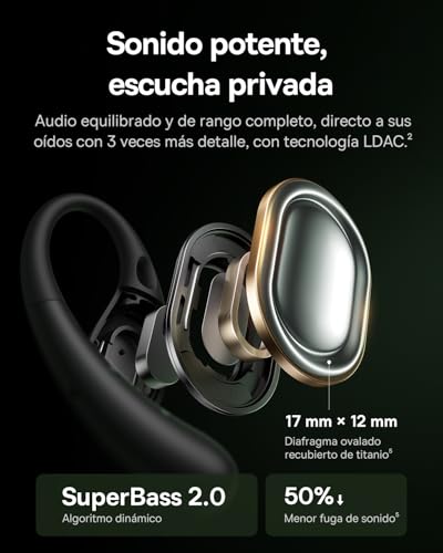Eli Sport2 Auriculares Open Ear, Auriculares Deportivos de Conducción Aérea con Curva de Confort en S, 45H de Reproducción, SuperBass 2.0, IPX7, Bluetooth 6.0, Llamadas Claras con 4 Mic AI