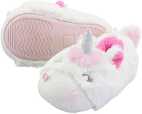 Girls Kids Cute Unicorn Slippers with Warm Plush Fleece House Slip-on Shoes