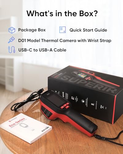 HIKMICRO D01 Thermal Camera, SuperScene Smart Scene Recognition, 240x240 Super Resolution, 96x96 IR Resolution Therma Imaging Camera, 3350mAh for 11hrs Battery Life, Photo and Video Recording, 50° FOV