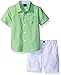 Nautica Baby Boys Sleeve Woven Shirt and Pull on Short Set, Leaf, 24 Months