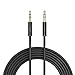 VOJO Long Aux Cable 10ft Nylon 3.5mm Auxiliary Audio Cord Stereo Male to Male w/ 3.5 mm Ultra Slim Steel Sheilded Connector [Black]