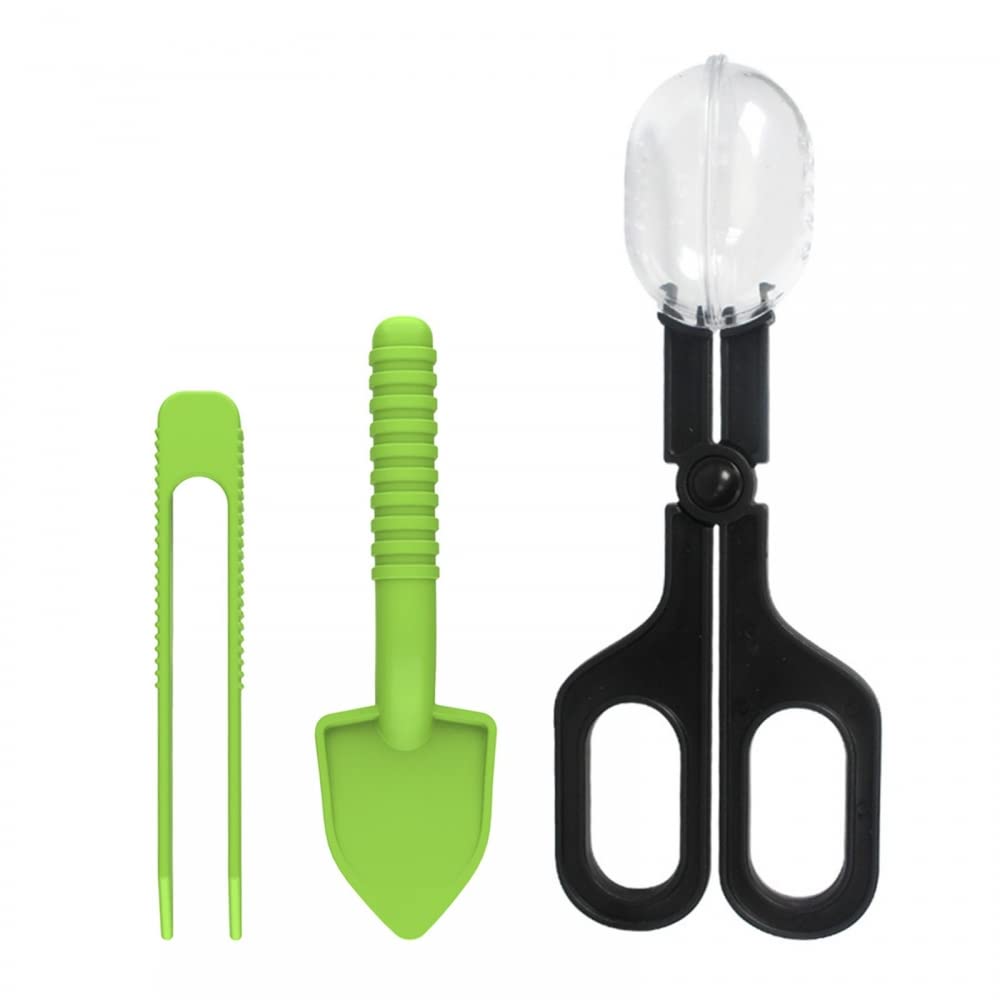 DONGKER 3pcs Reptile Feeding Tool Kit,Transparent Lizard Insect Catch Clamp Feeding Tweezers Tongs Scooper for Gecko Lizard Hamsters Small Animals