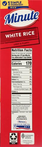 MINUTE WHITE RICE, INSTANT WHITE RICE FOR QUICK DINNER MEALS, 72-OUNCE BOX