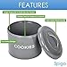 TIN COOKIE JAR By Spigo Great for Storing All Your Cookies and Delicious Treats, Durable Construction And Stylish Retro Design, 1.56 Gallons (Grey)