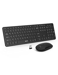 Wireless Keyboard and Mouse, Jelly Comb 2.4GHz Ultra Thin Full Size Wireless Keyboard Mouse Combo Set with Number Pad for Computer, Laptop, PC, Desktop, Notebook, Windows 7, 8, 10 - Black