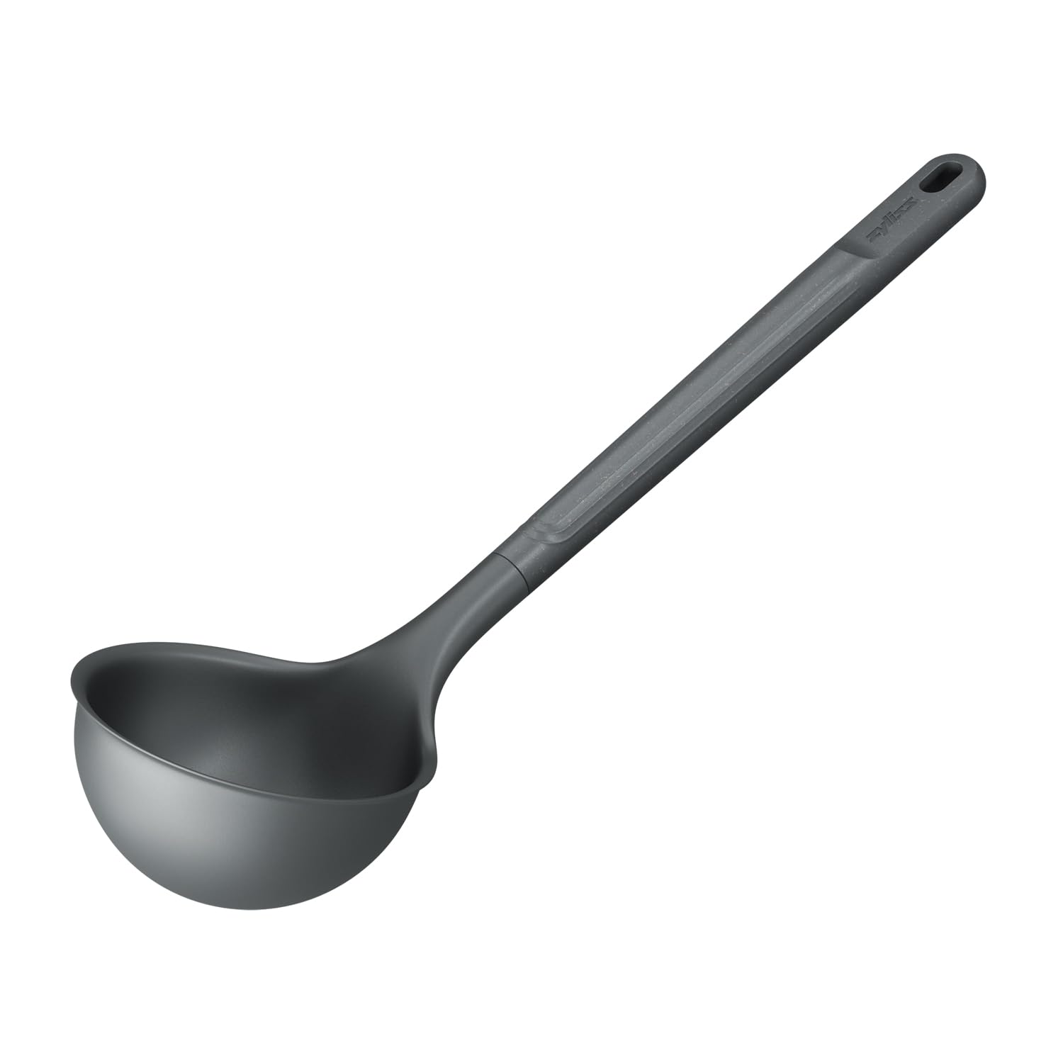 Zyliss Large Ladle, Sustainable Wheat Straw/Nylon, Soup Spoon for Cooking and Serving with Heat Resistant Nylon Head, Beluga Grey, 31cm x 9cm, Dishwasher Safe