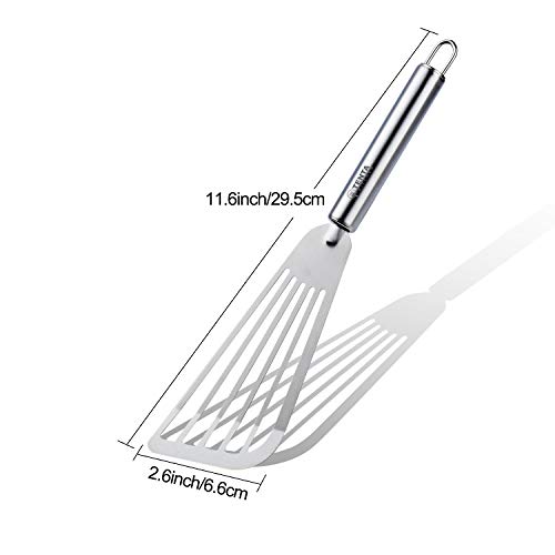 Tenta Kitchen Flexible Fish Turner Spatula, for Fish/egg/meat/dumpling Frying (Turner Set Of 2)