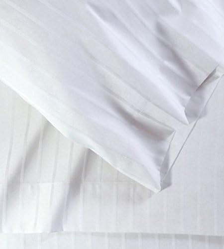 Calico Homes 800 Thread Count Solid Pattern 10-12 Inches Deep Pocket 100% Cotton 4 Piece Sheet Set Queen Size Damask White Stripe Color