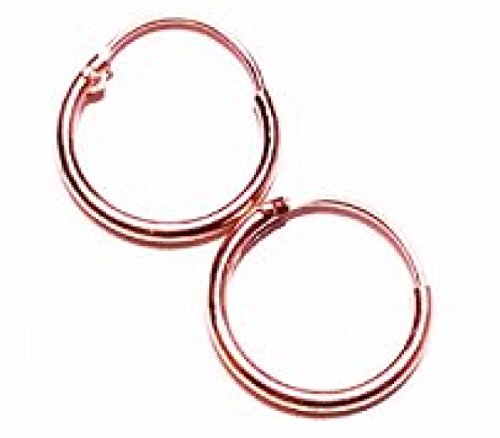 HOOP Earrings nose rings, ROSE GOLD over Sterling silver, 14mm, hoops,FREE polish cloth & keeper bag, cartilage,nose, lips
