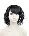TSNOMORE Short Curly Women Bob Wig with Side Bang (Black)