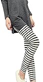 WomeWell Women Stretch Horizontal And Vertical Black White Striped Legging Pants