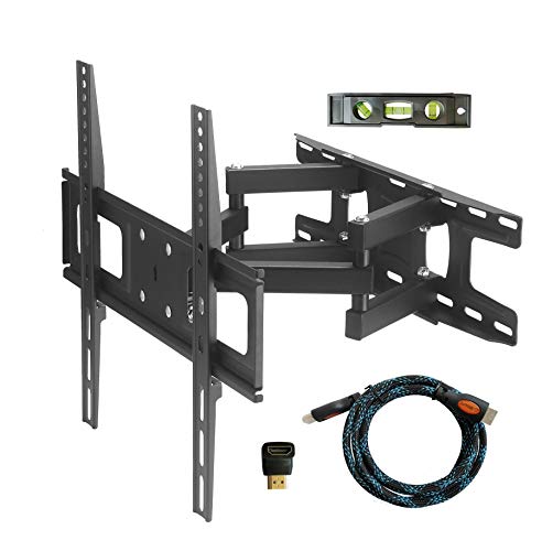 TV Wall Mount Bracket with Full Motion Articulating Dual Arm Swivel Tilt fit 23 32 37 42 47 50 55 Inch Flat Screen TVs,VESA 400X400 and 110lbs,Fits up to 16